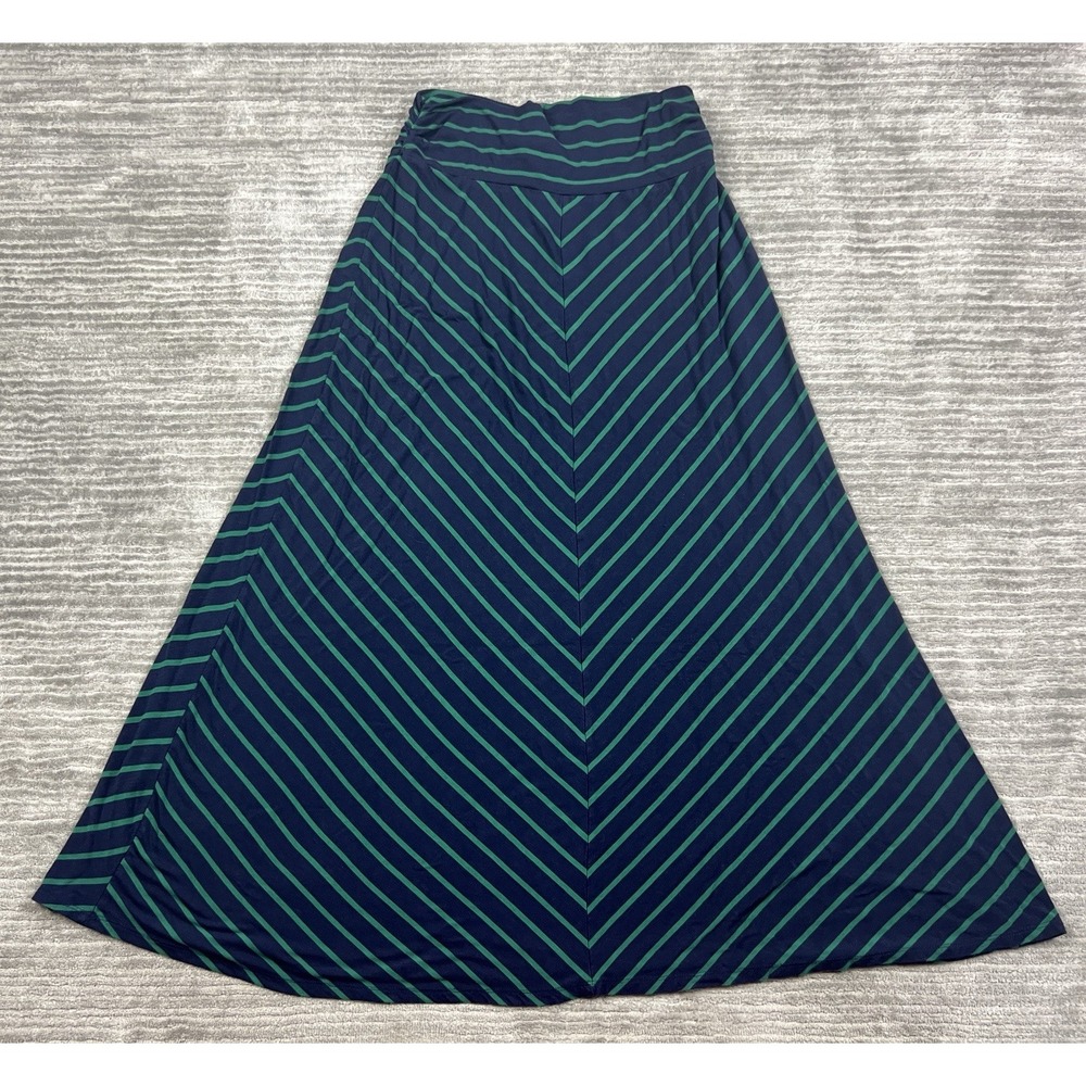 Merona Dress Womens Large Green Blue Striped‎ Strapless Midi Convertible Skirt